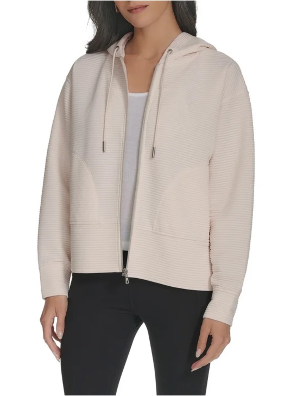 NWOT DKNY Jeans - Women's Ottoman Ribbed Fabric Full-Zip Hooded Sweatshirt